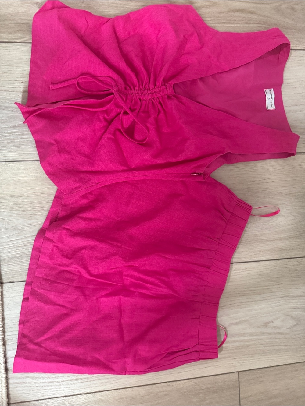 Bright Pink Women's Drawstring Skirt Set